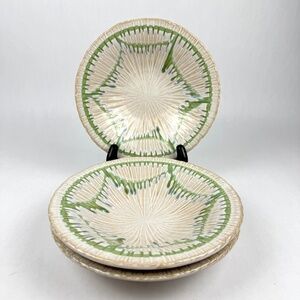 NWT Anthropologie Green Drip Glaze 8” Footed Taka Bowls Set/3 Made in Japan